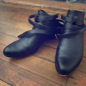 CYNTHIA VINCENT black mules with ankle straps